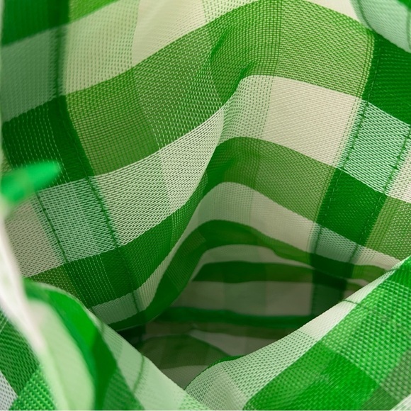 OLD NAVY GREEN WHITE REUSABLE BAG BEACH CHECKERED PLAID LIGHTWEIGHT BEACH - Picture 7 of 8